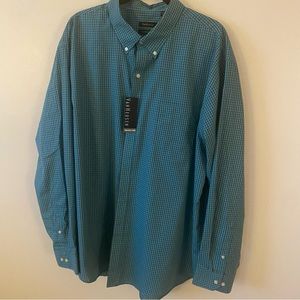 VanHeusen Button Down Dress Shirt, Green, XXL 18-18.5